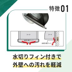 画像4: バクマ工業 U型フード付換気口 下部開放タイプ 水切り付 ステンレス製 クリアー 100φ用 B-100UV (4)