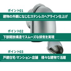 画像6: バクマ工業 U型フード付換気口 下部開放タイプ 水切り付 ステンレス製 クリアー 100φ用 B-100UV (6)