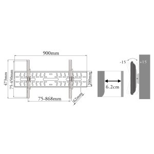 画像8: 【50〜80型対応】DIY向け汎用テレビ壁掛け金具 ブラック 上下角度調節 - PLB-228L
