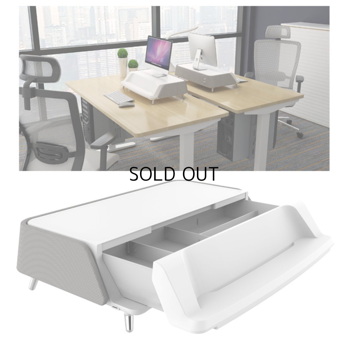 画像3: 【在庫一掃セール】UVライト除菌機能付きモニターテーブル 17〜30インチ向け 耐荷重10kg迄 モニター台 ディスプレイ台 (3)