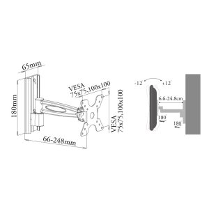 画像7: 【12〜26型対応】VESA規格対応テレビ壁掛け金具 上下左右角度調節ショートアーム - LCD-301ブラック【VESA(横×縦)：75×75/100×100mm】