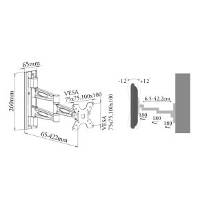 画像8: 【12〜26型対応】VESA規格対応テレビ壁掛け金具 上下左右角度調節ロングアーム - LCD-303【VESA(横×縦)：75×75/100×100mm】