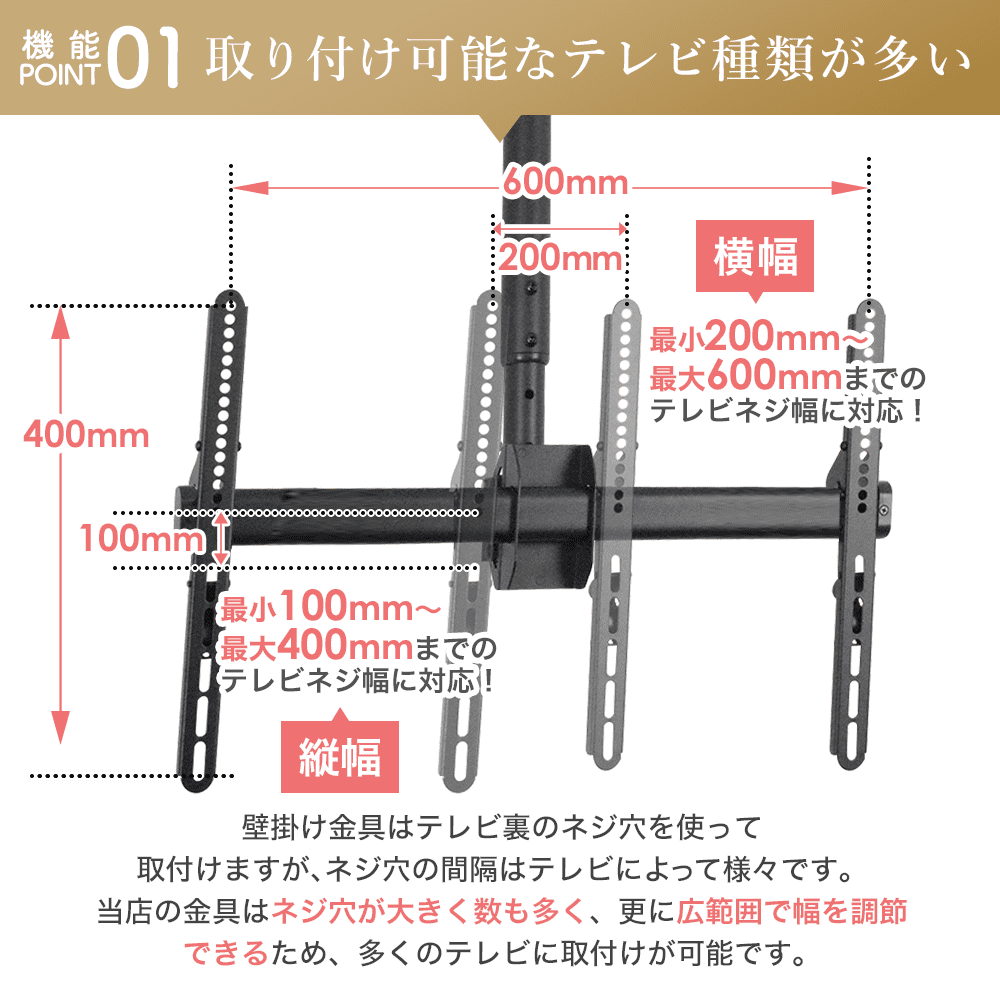 取付け可能テレビが多い