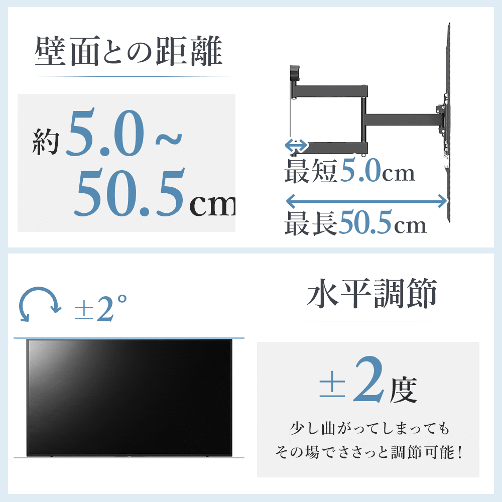 壁面距離・水平調節