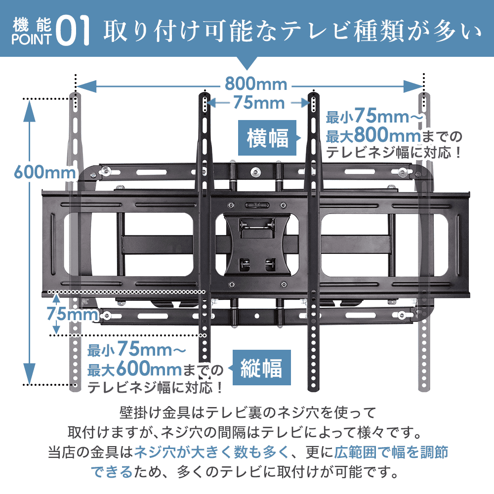 取付け可能テレビが多い