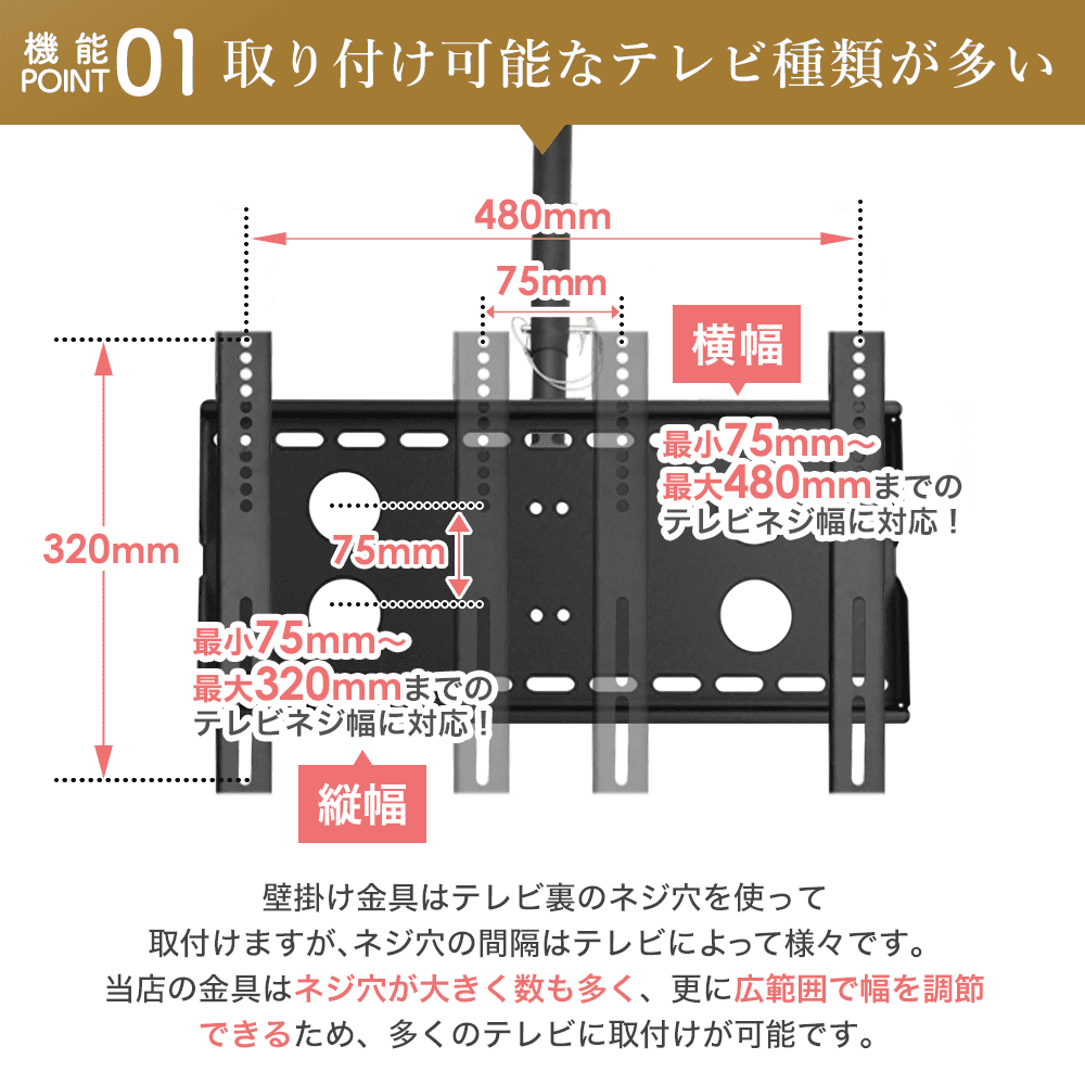 取付け可能テレビが多い