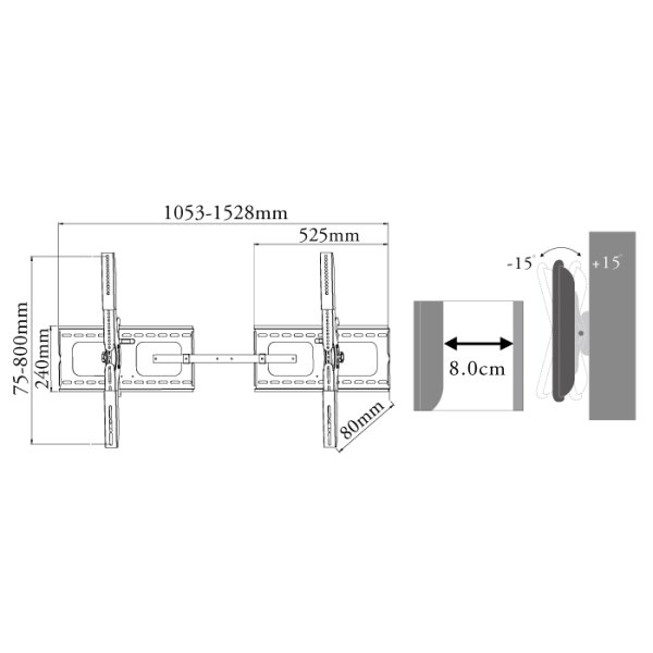 画像6: 【50〜100型対応】汎用テレビ壁掛け金具 上下角度調節 - PLB-101XL (6)