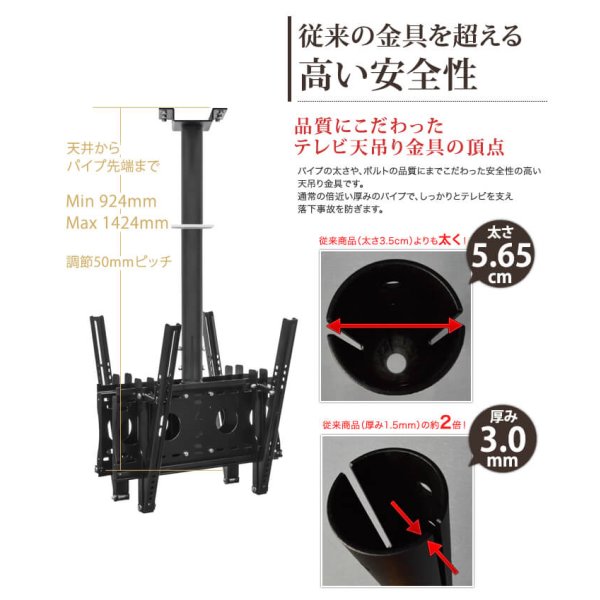 SANUS LC1Aフラットテレビ天井吊り下げ金具 SANUS LC1Aフラットテレビ天井吊り下げ金具