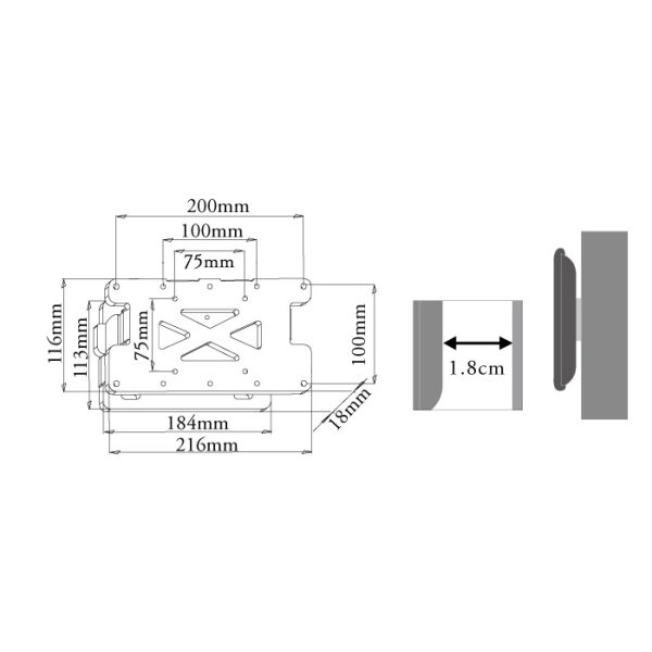画像8: 【12〜26型対応】VESA規格対応テレビ壁掛け金具 角度固定薄型 - LCD-108【VESA(横×縦)：75×75/100×100/200×100mm】 (8)