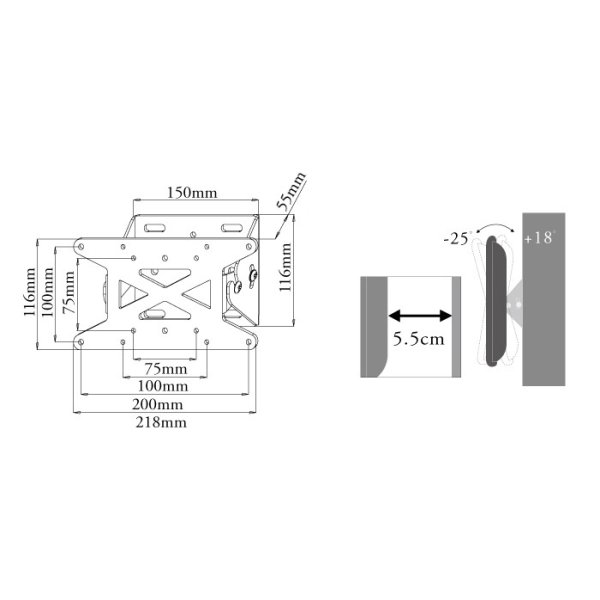 画像8: 【12〜26型対応】VESA規格対応テレビ壁掛け金具 上下角度調節付き - LCD-109【VESA(横×縦)：75×75/100×100/200×100mm】 (8)