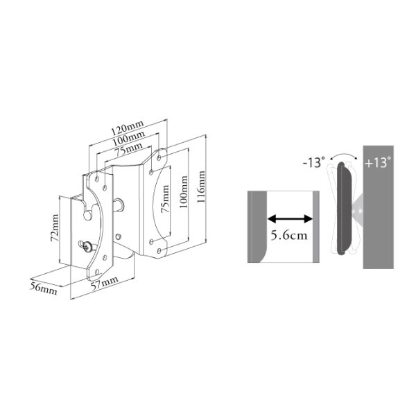 画像7: 【12〜32型対応】VESA規格対応テレビ壁掛け金具 上下角度調節付き - LCD-112【VESA(横×縦)：75×75/100×100mm】 (7)