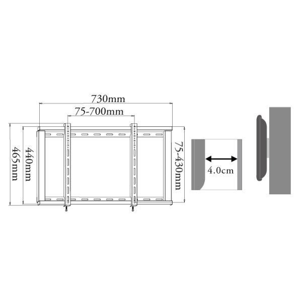 画像6: 【秋の特別セール開催中！】【37〜75型対応】汎用テレビ壁掛け金具 角度固定薄型 - PLB-104M (6)
