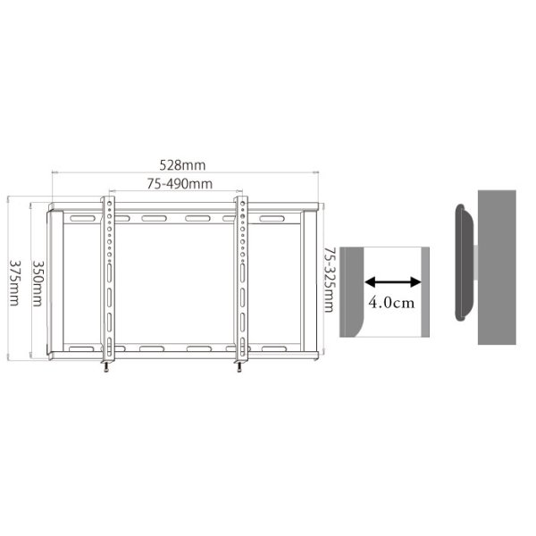画像6: 【26〜55型対応】汎用テレビ壁掛け金具 角度固定薄型 - PLB-104S (6)