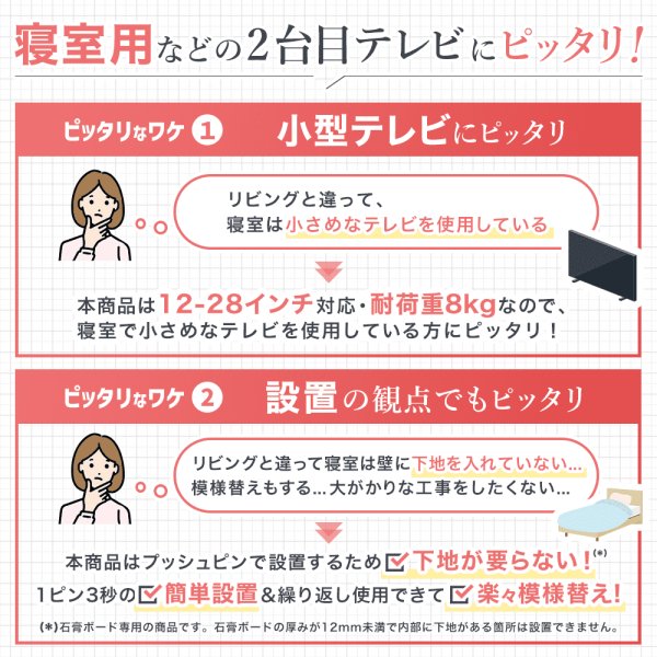 画像21: 12-28インチ対応 石膏ボード専用簡単壁掛け金具 「ワンプッシュ壁ロックSサイズ」 テレビ壁掛け金具 壁掛けテレビ (21)