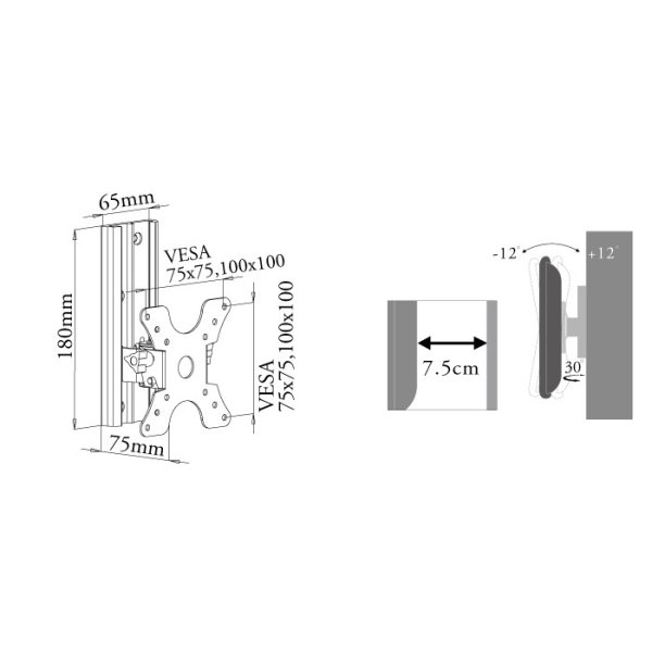 画像9: 12〜26型対応 VESA規格 上下左右角度調節 (9)